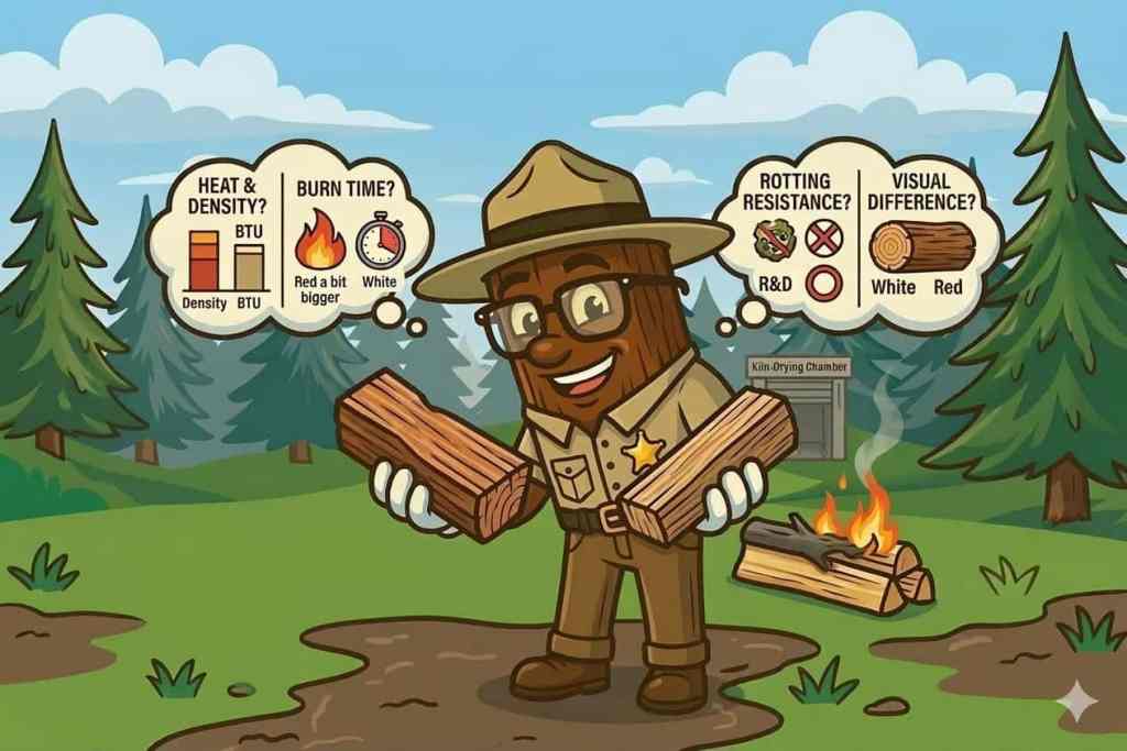 comparing the difference of red oak and white oak firewood