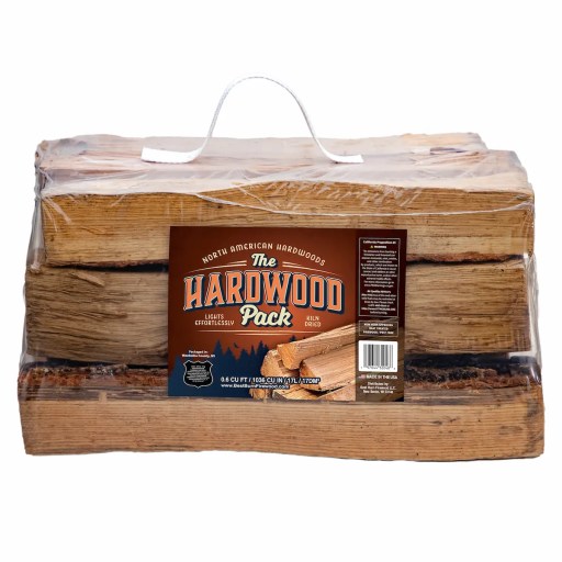 Sealed bundle of certified heat-treated firewood with a USDA shield and New York approved heat treated label